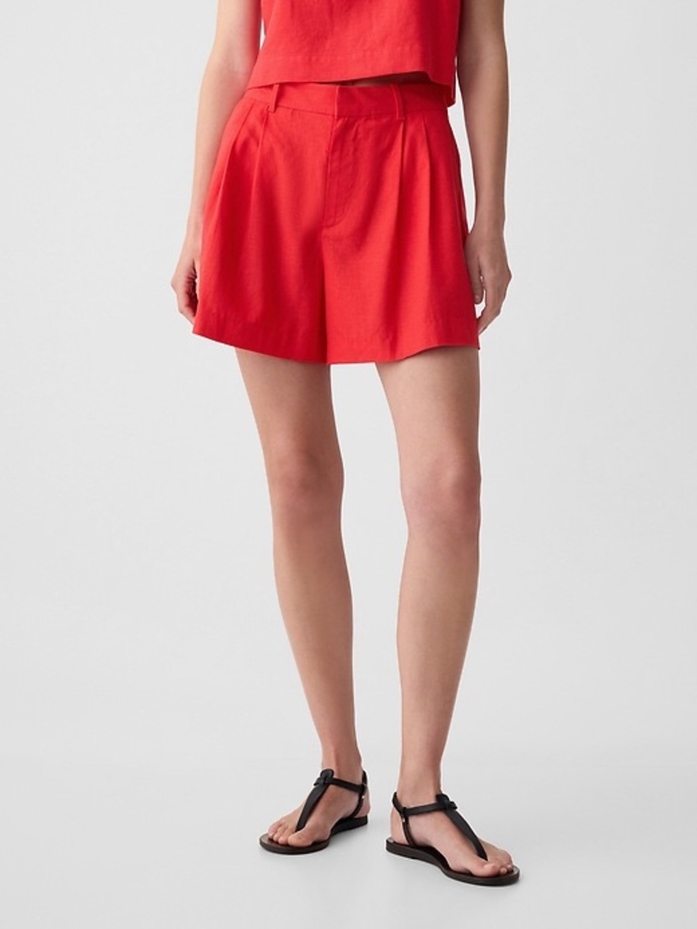 GAP red linen blend shorts